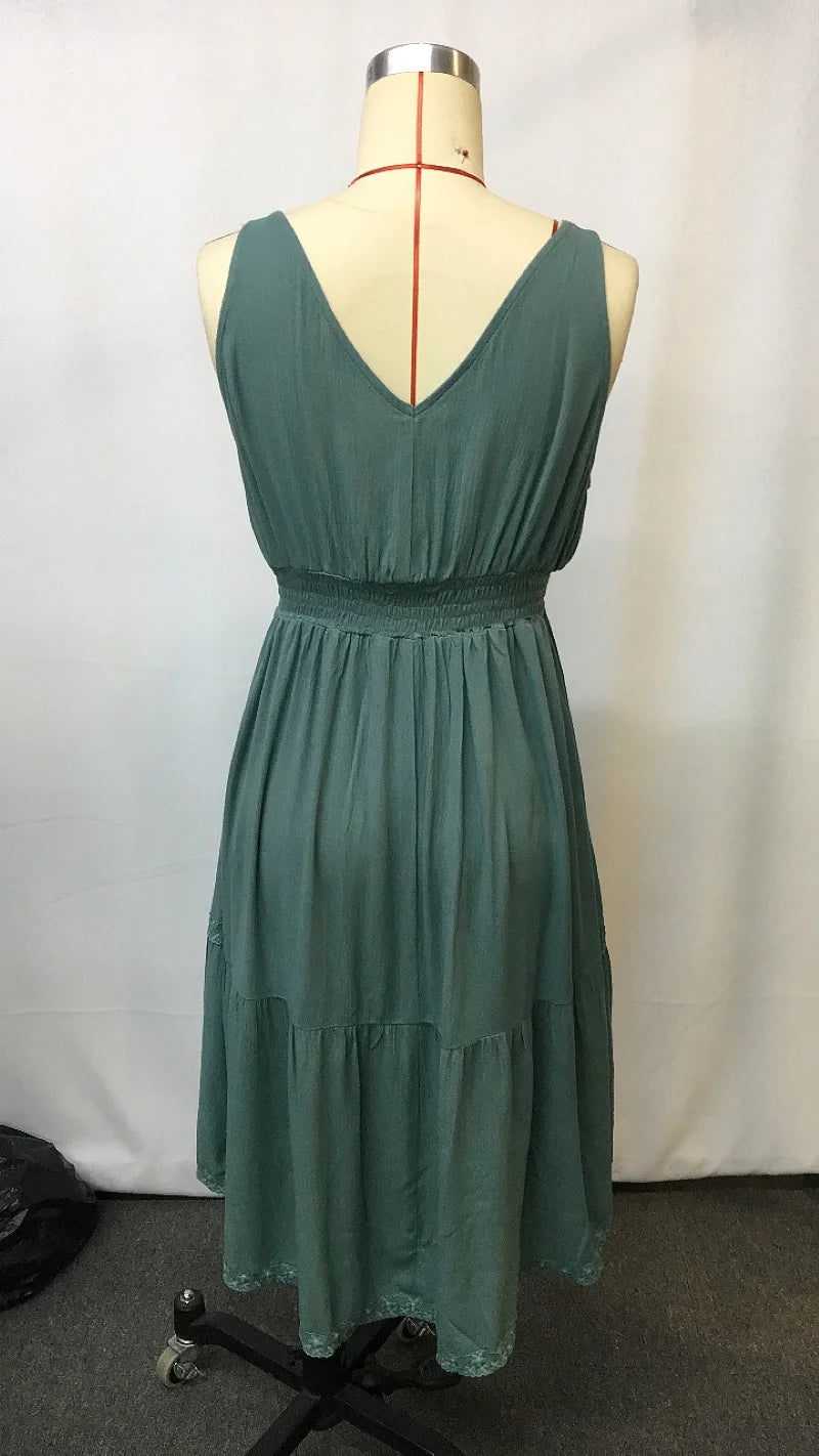 Retro western cowboy style casual suspender dress